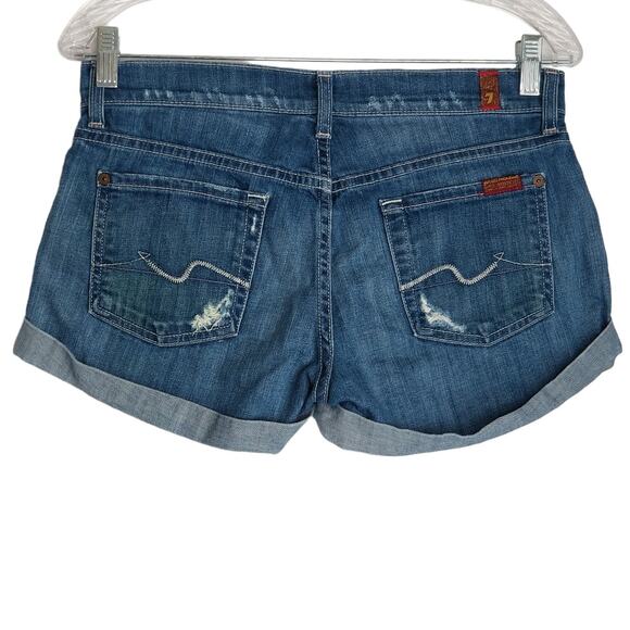 7 For All Mankind Rolled Cuff Denim Shorts, Size 26W - Picture 4 of 12